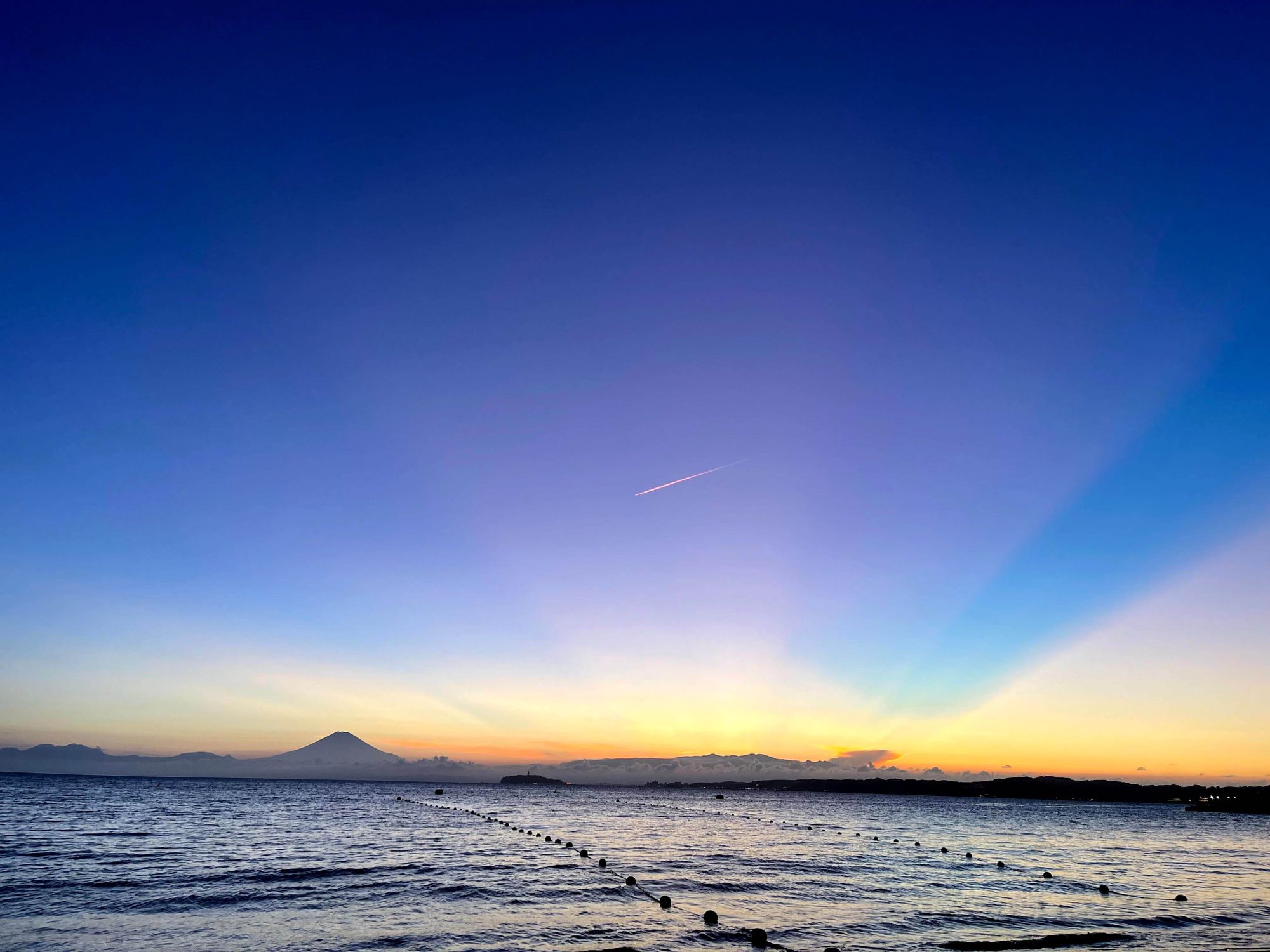 Sunset in Zushi with Mountain Fuji