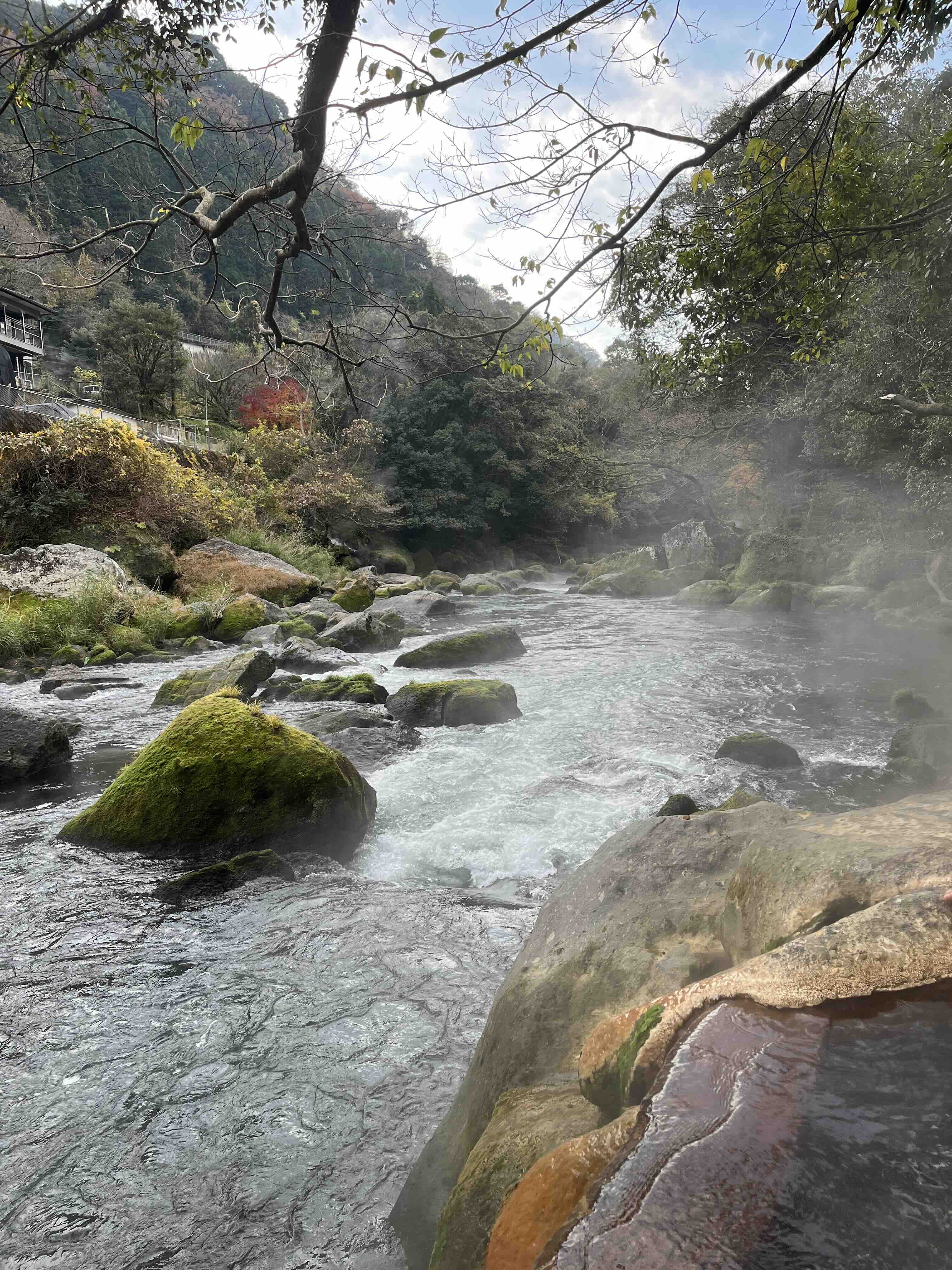 Outdoor onsen on river